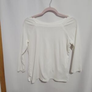Talbots Petites White Boatneck Top, Size MP